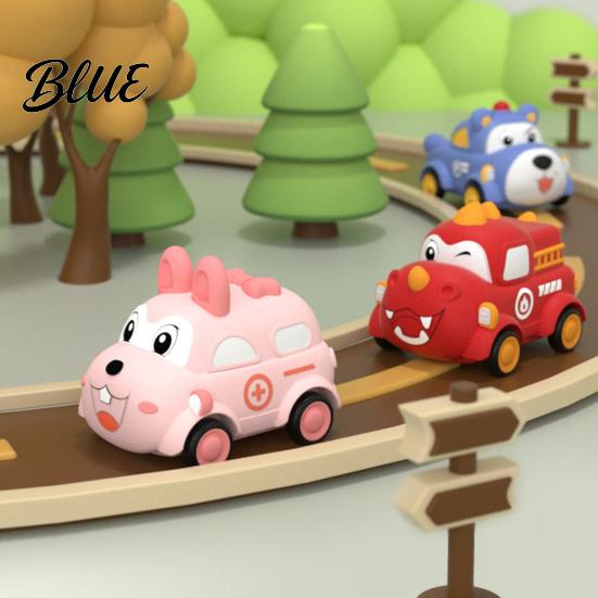 Dinosaur Vehicle Toy Baby Cartoon Pull Back Car Toy Squeaky Bear Rabbit Press and Sound Soft Silicone Gift for Toddlers Boys Girls