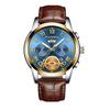 Orologio da uomo FenZun con Tourbillon Volante Nero e Cinturino in Acciaio con Diamanti Neri