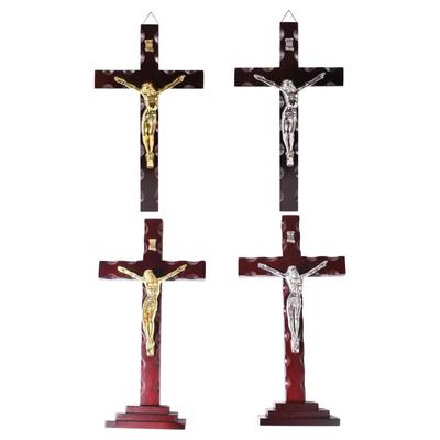 Wooden Wall Crucifix Cross Devout Gift Pendant for Entrance Office Christmas