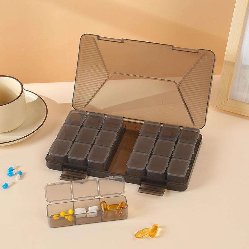 Weekly Pre-Portioned Pill Box for Elderly - Portable 3 Meals a Day Organizer