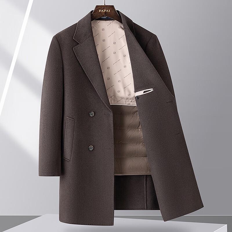 FAPAI Men's Detachable Goose Down Wool Overcoat