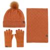 Winter warm scarf three-piece set outdoor cold-proof plush ball knitted hat scarf gloves 3-piece set