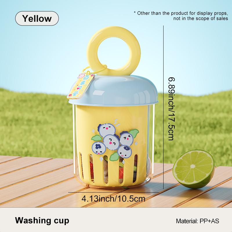

UFORU Dopamine Fruit Cup - Outdoor Portable Leak-Proof Yogurt Cup with Fork Double-Layer Food-Grade Plastic Drain Cup for Picnic жовтий