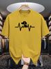 Unisex Crew Neck Tee Cute Dog Heartbeat Paw Minimal Line Print Soft Cotton Loose Short Sleeve Summer Casual Male Streetwear Tops