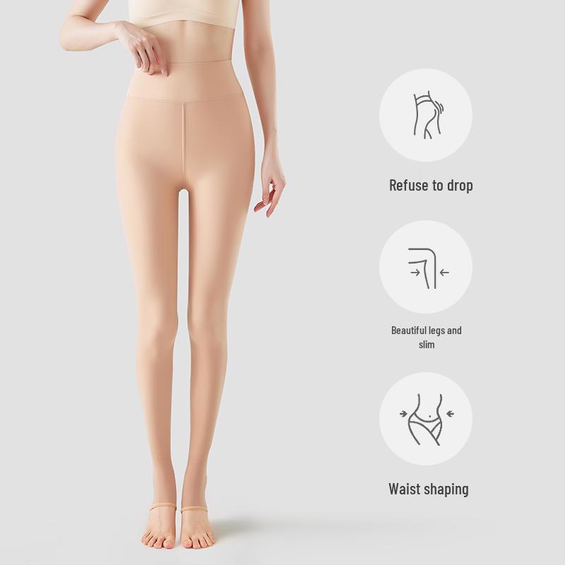 Damen Wasserglanz Fleecegefütterte Strumpfhose - Bare-Leg-Effekt, Übergröße, Frühling/Herbst-Bekleidung