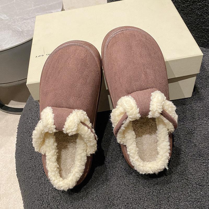 Baotou Cotton Slippers Women's Autumn and Winter New Versatile Thick Bottom Velvet Anti-skid Stepping On Shit Feeling Home Indoor Warm Slippers