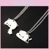 Persikokatt Hänge Halsband Rostfritt Stål Söt Tecknad Smycke För Par Och Vänner