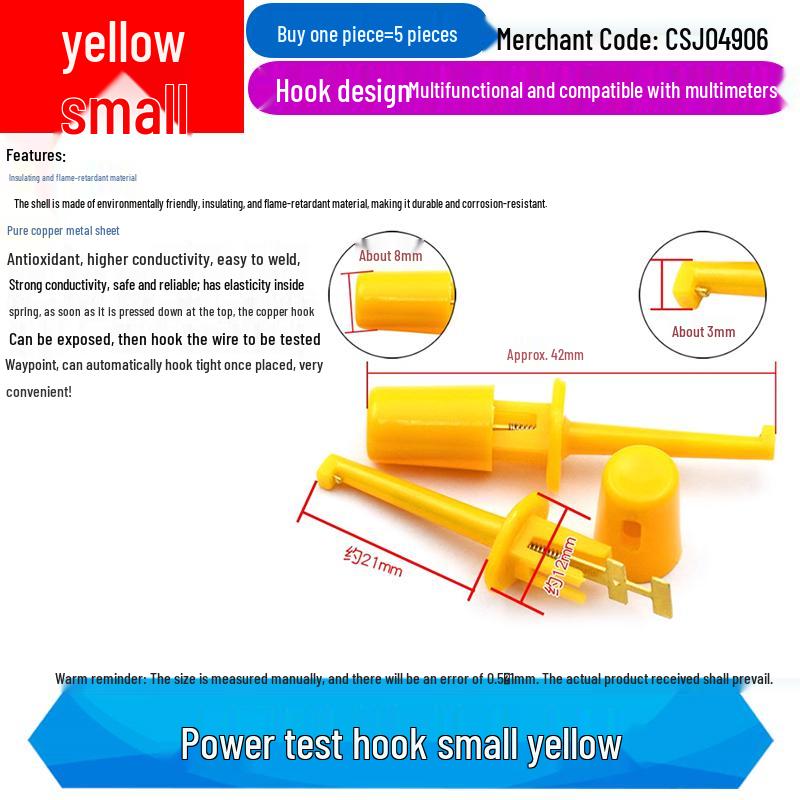 Large Hook-Type Multimeter Test Clip for Power Testing