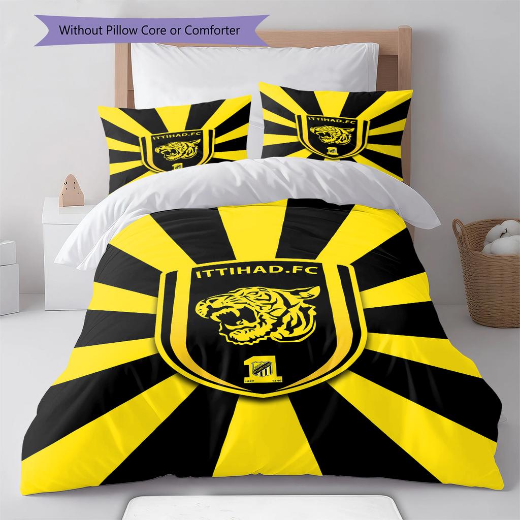 Al-Ittihad Club Pattern Bedding,Quilt Set Quilt Cover Pillowcase Home Birthday Gift (1 * duvet cover + 2 * pillowcase, without core)