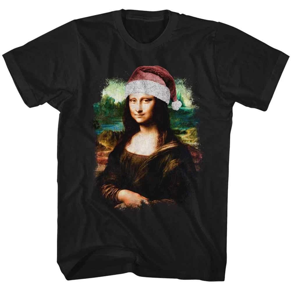 Art Gallery - Mona Lisa In Santa Hat - American Classics - Solid Black Sho 120