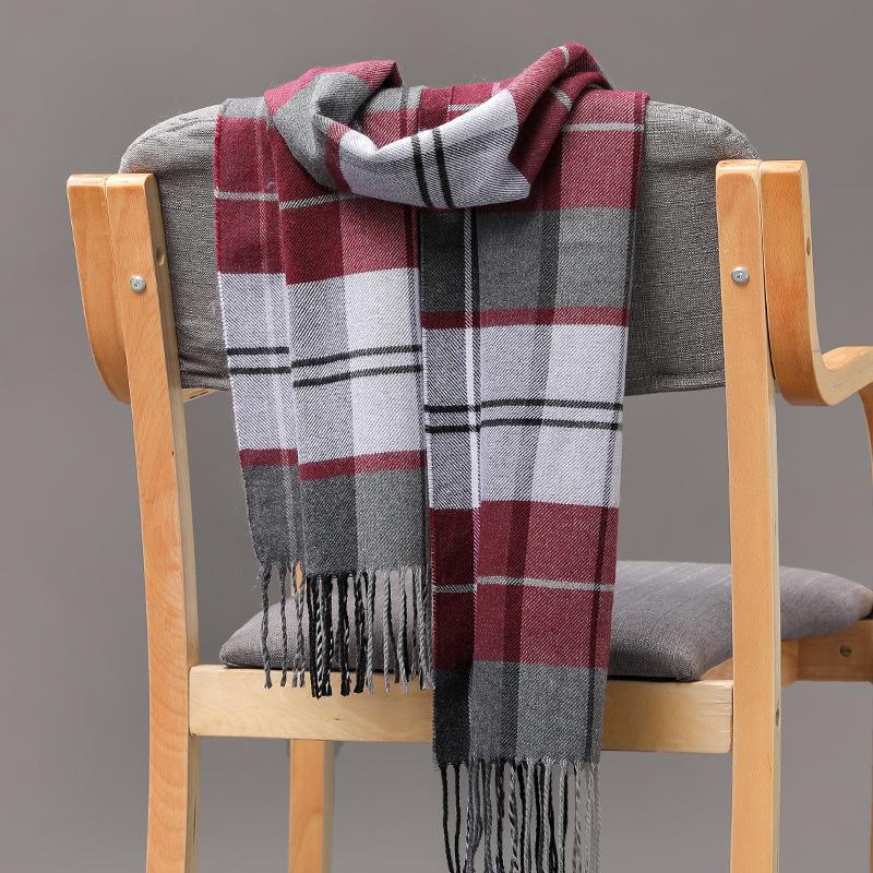 Autumn And Winter Men'S Plaid Scarf British Plaid Imitation Cashmere Tassel Couple Parent-Child Men'S Scarf