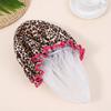 Double Layer Waterproof Shower Cap – Leopard Print Reusable Hair Cover for Women Girls Spa Use