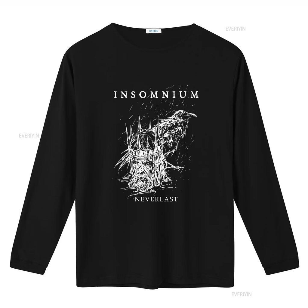 INSOMNIUM Neverlast T-Shirt Gotisches Krähenkrone Design für vintage gewaschene Mode Bequem Weich Vielseitig Dehnbares Grafikdesign