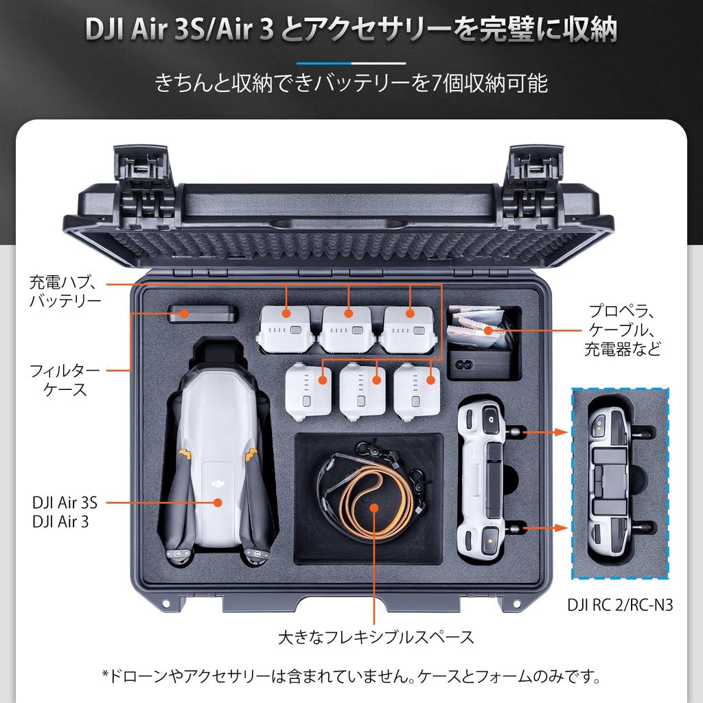 Vodotěsné pouzdro Lykus Titan MA320 Kompatibilní s DJI Air DJI Velký a flexibilní pojme až 7 položek 3S/Air 3, RC2/RC-N3, prostor, [Pouze pouzdro]