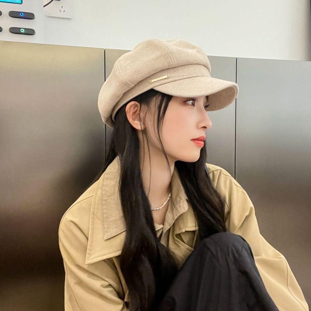Color For Girls For Women Korean Style Painter Hat Octagonal Cap Women Visors Cap Woolen Beret