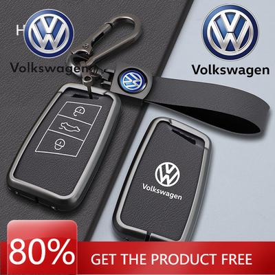 Dla VOLKSWAGEN Skórzane Etui na Kluczyk Samochodowy ze Stopu Cynku Pokrowiec Ochronny Uchwyt do Kluczyka Samochodowego dla VW Volkseagen Passat B8 Magotan Brelok do Kluczy Samochodowych