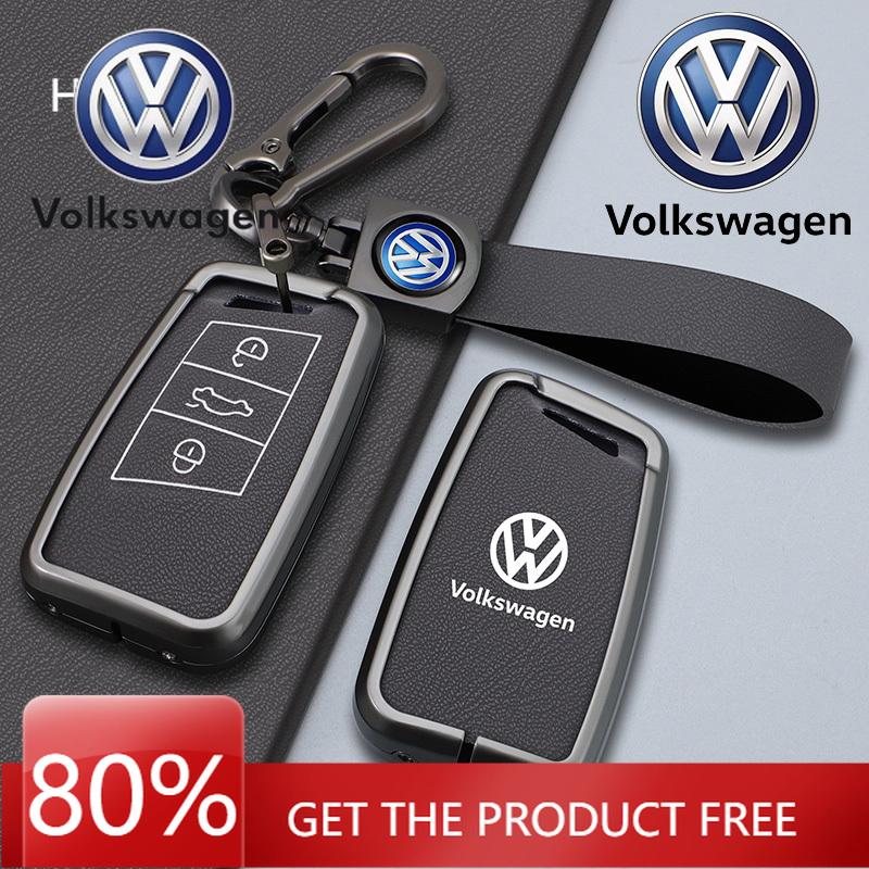 Dla VOLKSWAGEN Skórzane Etui na Kluczyk Samochodowy ze Stopu Cynku Pokrowiec Ochronny Uchwyt do Kluczyka Samochodowego dla VW Volkseagen Passat B8 Magotan Brelok do Kluczy Samochodowych