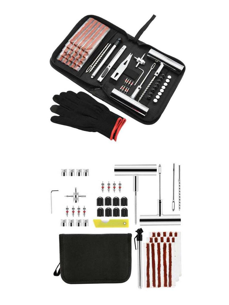 24, 46, 62-Piece Tire Repair Kit: First Aid, Tools, Cloth Bag for Car, Motorcycle & Electric Vehicle