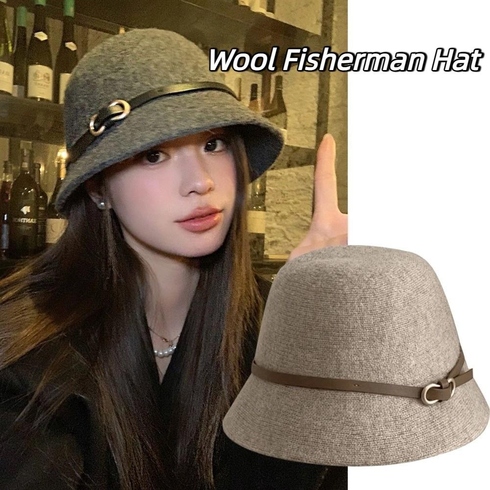 Woolen Wool Fisherman Hat Pure Color Basin Hat Casual Women's Formal hat  Autumn