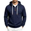 Men's Lined Half Zip Hoodie Colorblock Loose Fit Hooded Sweatshirt