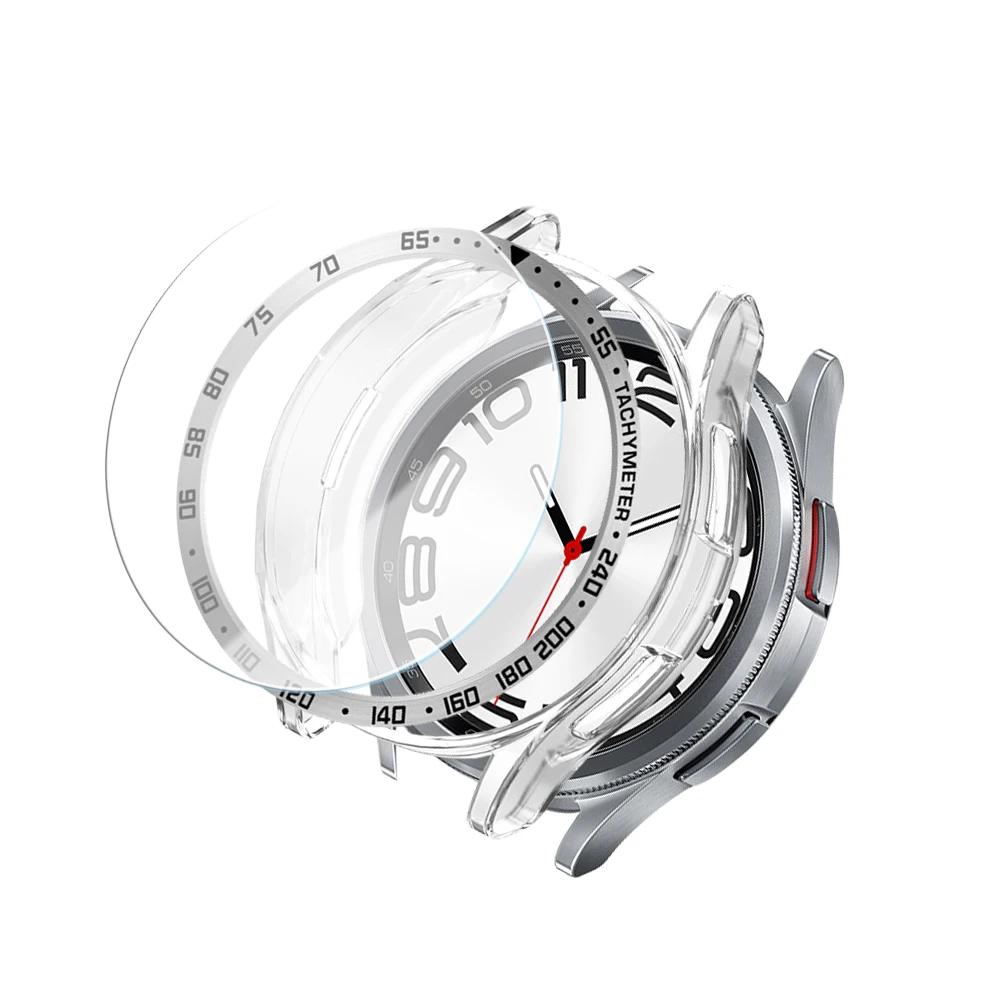 Tempered Glass+Bezel+Case for Samsung Watch 6 Classic 43mm 47mm Cover TPU Bumper All-Around Protector Clear Scratch Screen Shell