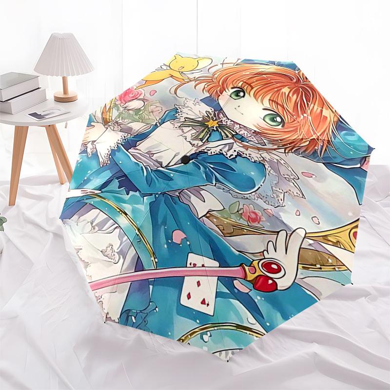 

1pc Cardcaptor Sakura Outdoor Umbrella - Automatic Opening/Closing, Portable 3-Fold Design, 8-Rib Iron Frame, Perfect Gift for Fans, Travelers, Daily