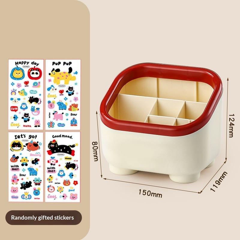 Creative Cartoon Desktop Storage Box Multi Functional Dustproof Space Saving For Student Desk Office
