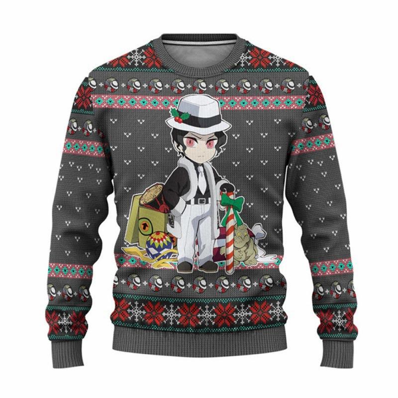 Demon Slayer 3D Print Casual Base Layer Shirt Christmas Loose Crew Neck Sweatshirt 0054