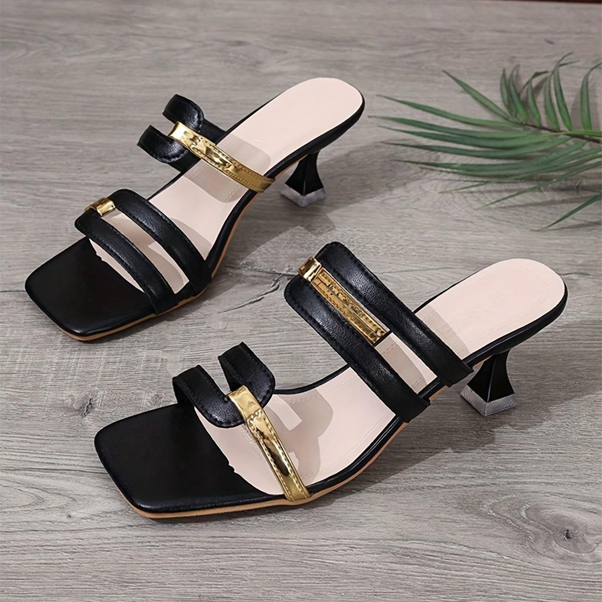 

Большого размера крутые тапочки лето новая расцветка модные высокие каблуки тапочки-стилеты на одной подошве 43 чёрный