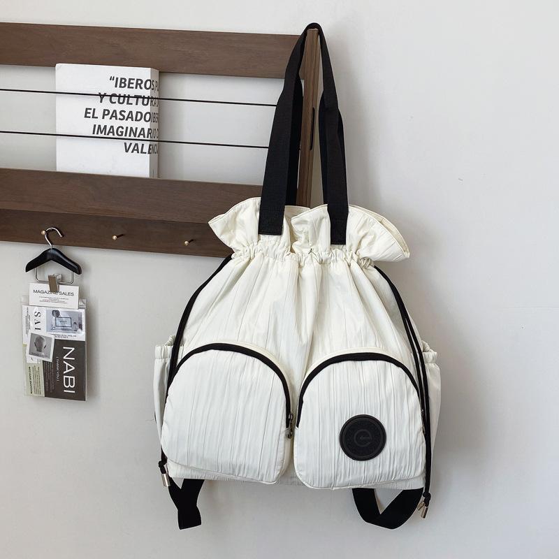 Casual canvas bag large-capacity underarm bag 2025 new simple backpack multi-functional shoulder bag one piece delivery