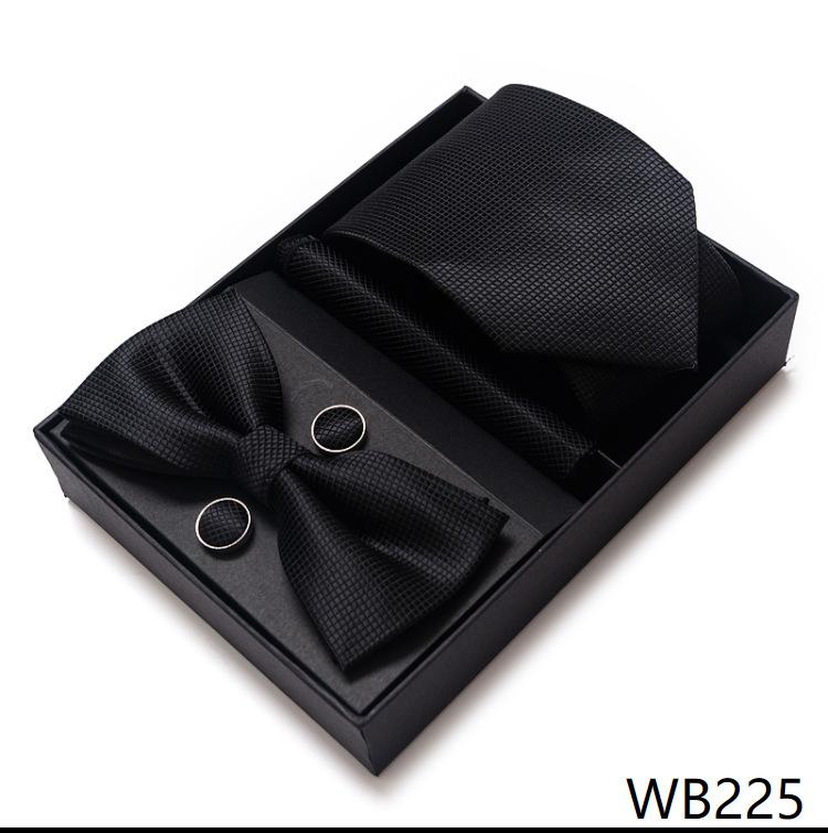 Men'S Business Dress Party Tie Gift Box Fashion Tie Square Scarf Combination Set Tie Bow Tie Set