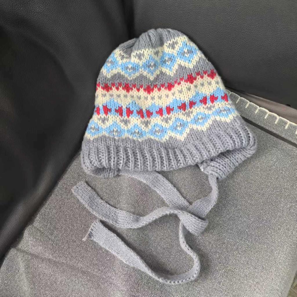 Ethnic Pattern Ear Flap Hat Knitted Beanies for Daily Wear Adult Unisex Acrylic Skull Hat for Outdoor Cycling Walking