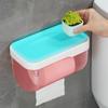 3 Colors Bathroom Toilet Paper Towel Holder Wall Mount Plastic WC Toilet Paper Holder with Storage Shelf Rack Paper Storage Box