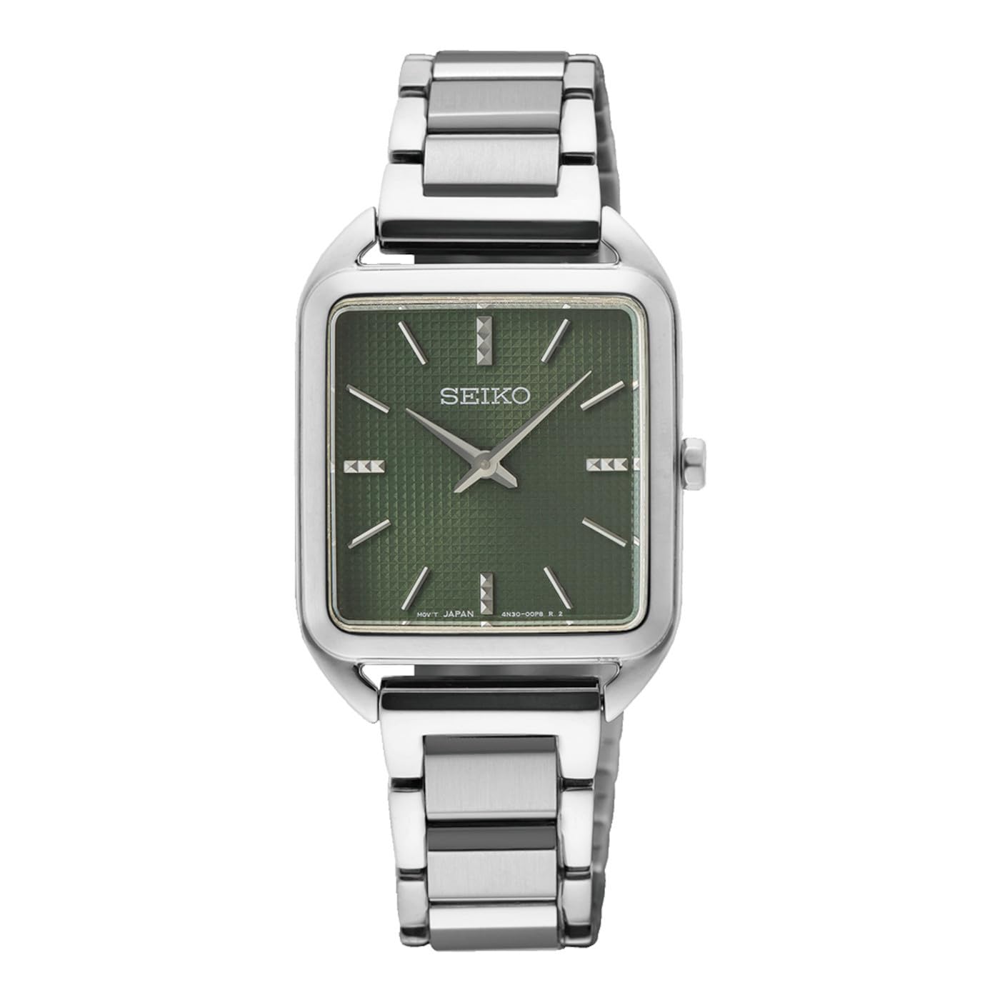 SEIKO Essentials SWR075P1 Кварцевые женские часы с зеленым циферблатом и браслетом, серебристые,