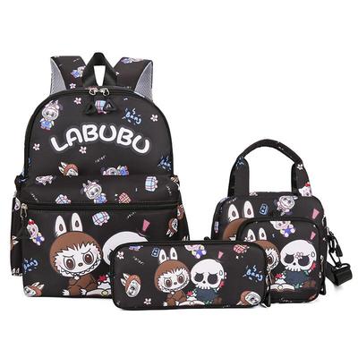 Li Shen Labubu Cartoon Print 4-Piece School Backpack Set