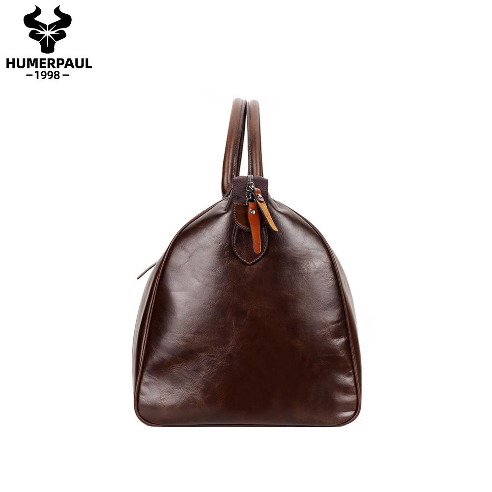 HUMERPAUL Genuine Leather Travel Bag Large Capacity Bag Handbag