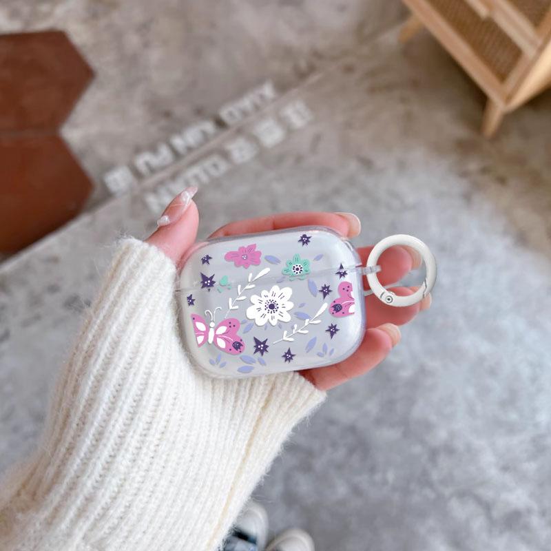 Korean simple butterfly floral pattern is suitable for AirPods 1 1 1 1 pro pro 1 generation earphone case