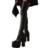 Fashion New Style Luxury Women Thigh High Boots Double Platform Block High Heels Over The Knee Boots Zip Sexy Long Shoes Boots for Woman
