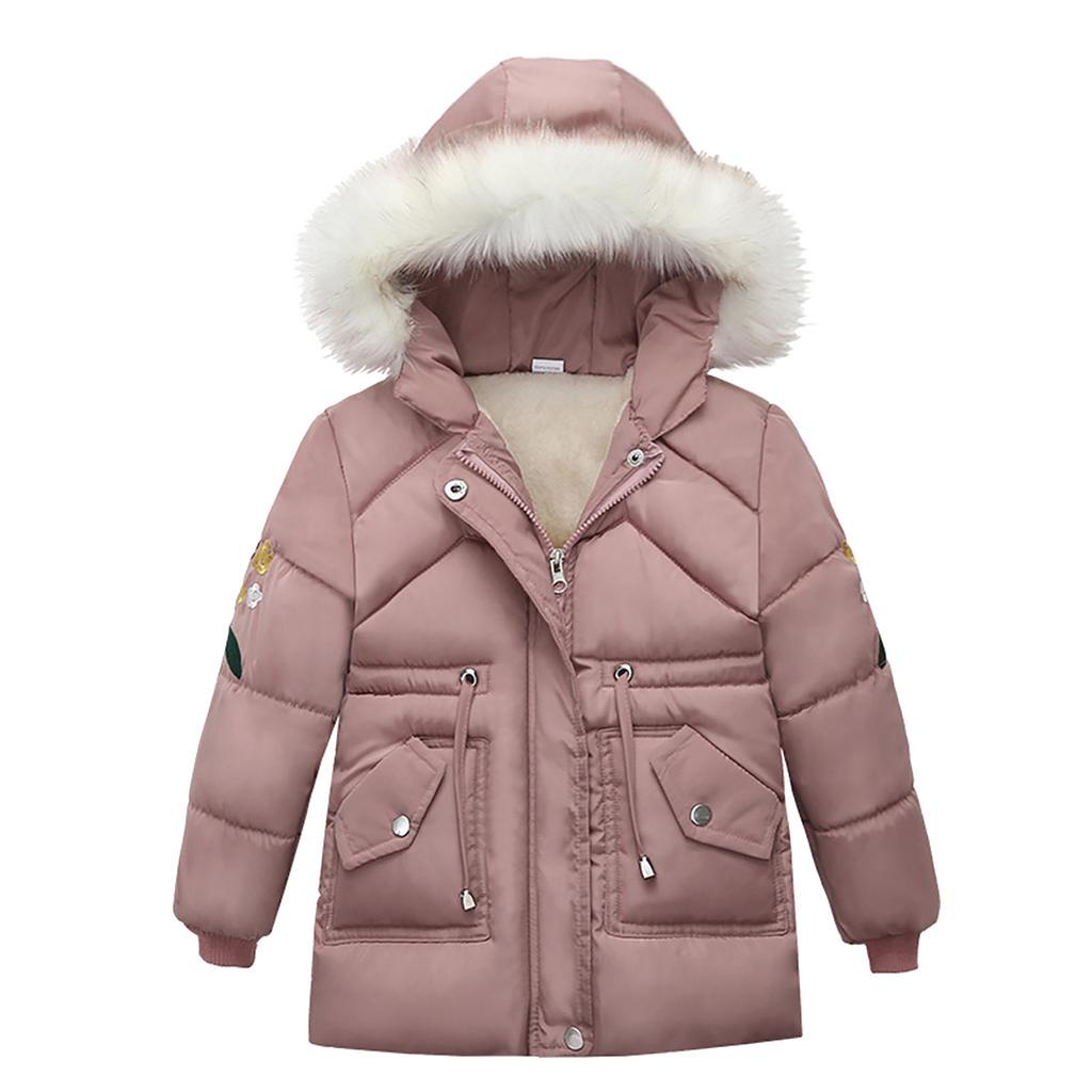 Autumn Winter Girls Jackets Keep Warm Thickening Kids Jacket Solid Hooded Casual Girls Coat Kids Clothes