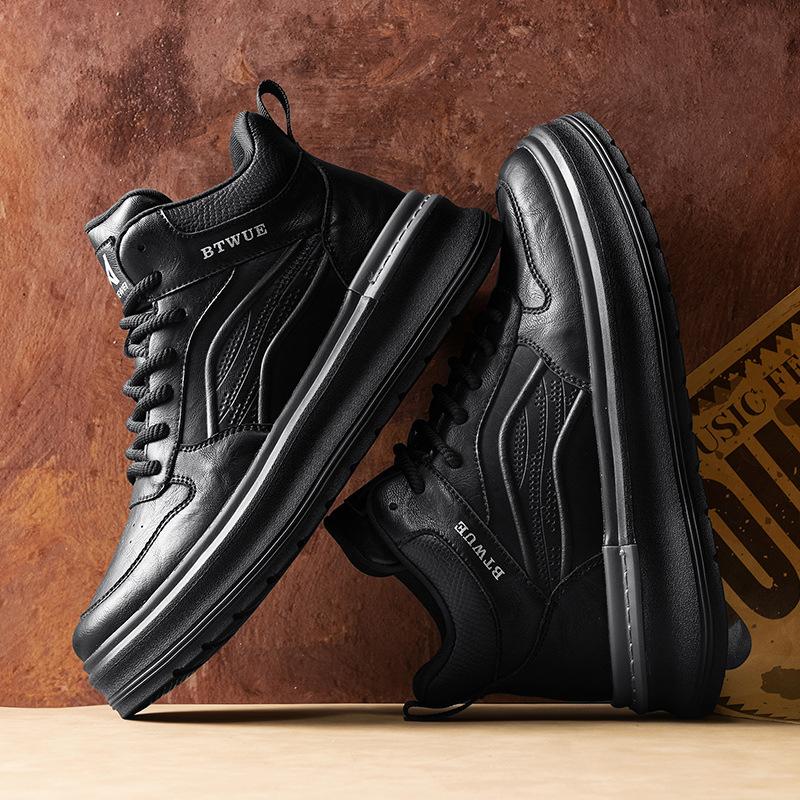 Winter new Martin boots British style mid-top leather shoes retro high-top platform boots