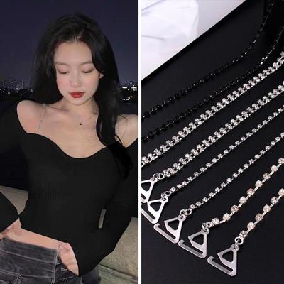 Sexy Minimalist Strapless Bra With Diamond-studded Metal Non-slip Straps For Women Crystal Invisible Lingerie Straps