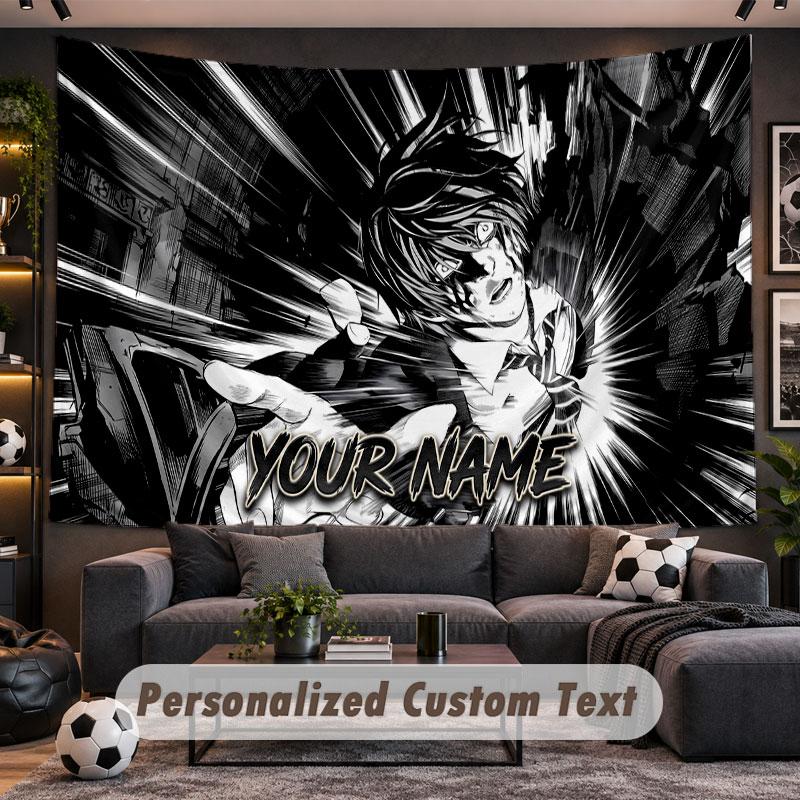 Wall Hanging Tapestry Custom NameDeath Note Pattern Personalized Printed Fabric Wall Decor