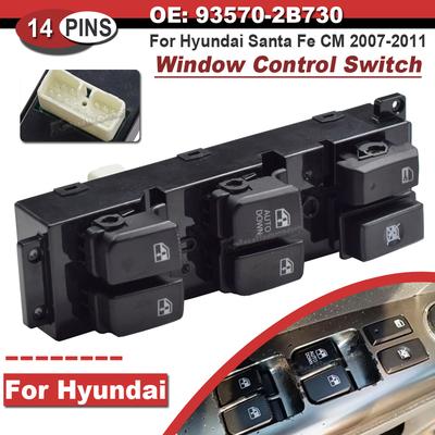 Red Light 93570-2B000S4 For Hyundai Santa Fe CM 2007-2011 Front Left Master Power Window Switch Assy 371491-110 93570-2B730