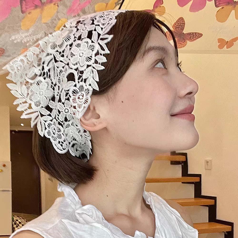 Cotton Floral Knitted Headband Breathable Crochet Bandana Bohemian Hair Band  Head Decoration