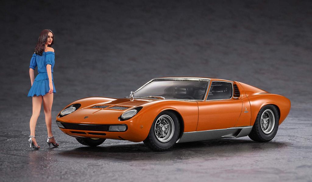 Figurină Hasegawa Lamborghini Miura P400SV pentru fete, model plastic 20423 1/24 cu tehnica italiană