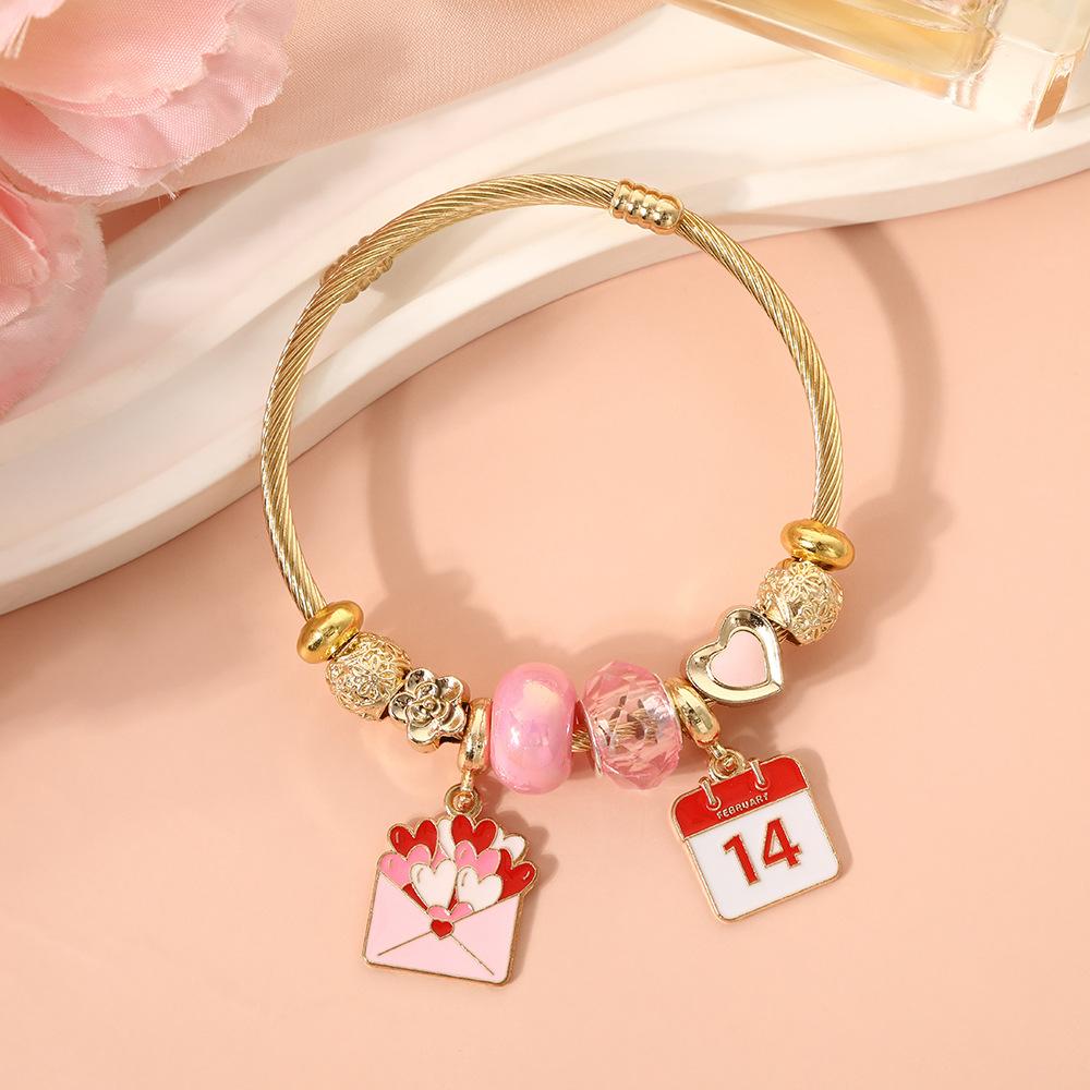 

Handmade Cute Cat Beaded Bracelet Gold Cartoon Sweet Fashion Jewelry for Women Girls Gift