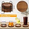 1/4/6Pcs Minimalist Wooden Coasters Natural Absorbent Modern Rustic Heat Insulation Pad with Bracket Eco-Friendly Table Mat Desk