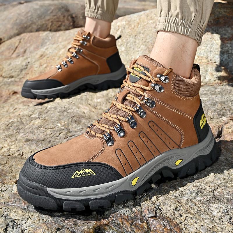 Fashion Brand Men Boots Waterproof Leather Sneakers Super Warm Men's Boots Outdoor Male Hiking Boots Work Shoes Size Camping Hunting