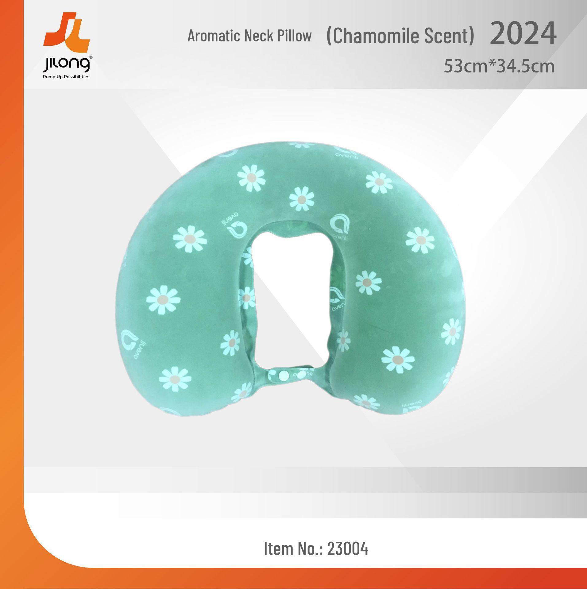 JILONG Portable Flocked U-shaped Inflatable Travel Neck Pillow