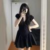 French Hepburn style black dress women's summer waist, sweet and spicy skirt, small man looking thin, small black dress short skirt
